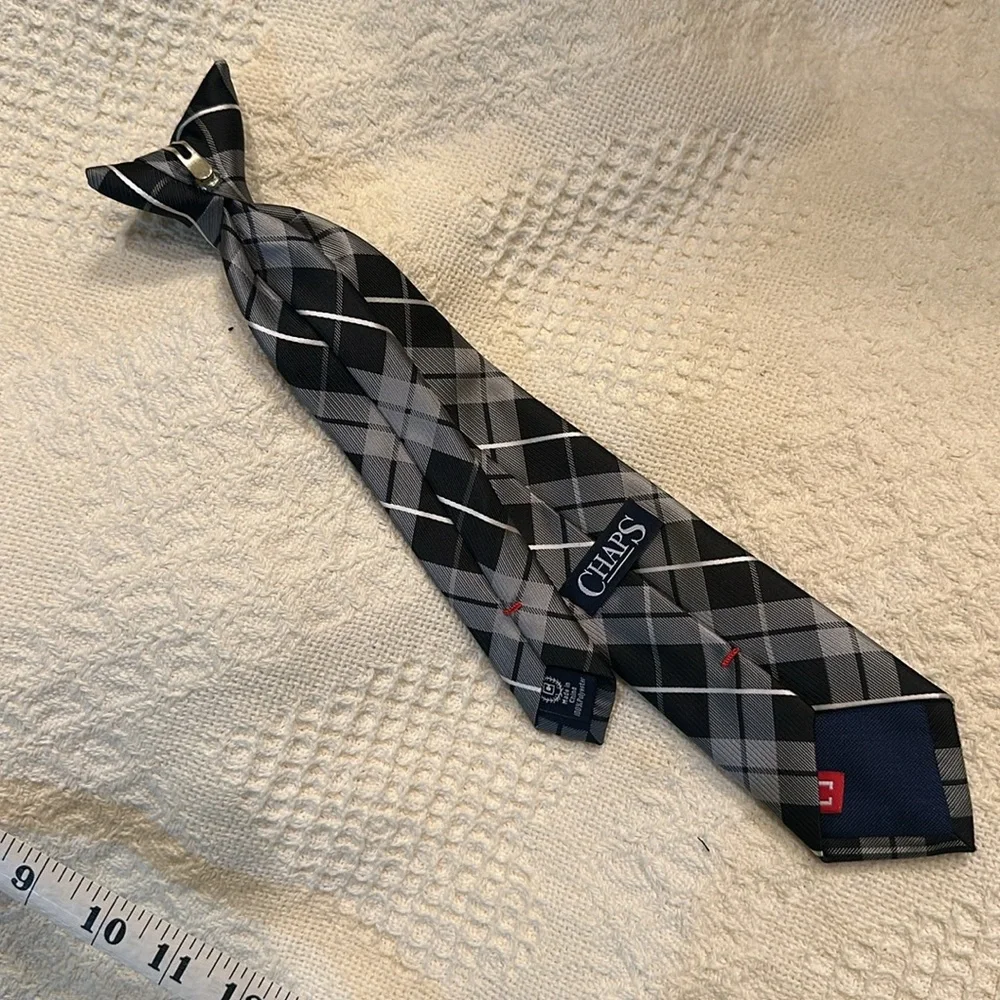 Chaos boys black & gray plaid tie